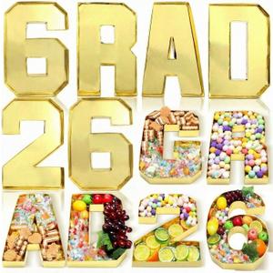 Mooliwe 6 Pcs Grad 2026 Charcuterie Numbers Fillable Gold Graduation Party Decoration Class of 2026 Charcuterie Cardboard Letters Number Gift Boxes for Congrats Grad Party Supplies College Celebration