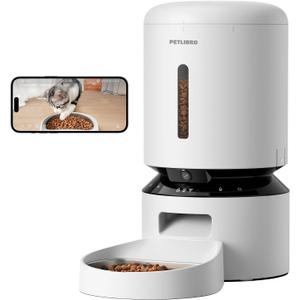 PETLIBRO Automatic Cat Feeder with Camera, 1080P HD Video with Night Vision, 5G WiFi Pet Feeder with 2-Way Audio, Low Food & Blockage Sensor, Motion & Sound Alerts for Cat & Dog Single Tray (White)