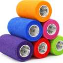 OK TAPE Self Adherent Cohesive Bandages Wrap - 6 Packs, 4" x 5 Yards, Non-Woven Self Adhesive Bandage Wrap for Thumb, Finger, Wrist, Ankle, Vet Wrap Bandages Tape (Mixed Colors)