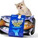 Potaroma Cat Toys Bite-Sized Flopping Fish with Catnip, Realistic Tap-Activated Moving Kitten Kicker, 3 Floppy Mode Wiggle Sardine/Saury/Yellow Croaker Interactive Motion Kitty Exercise