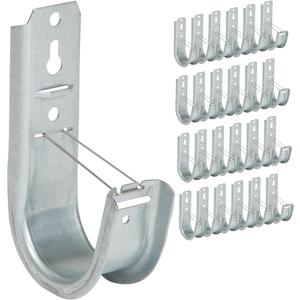 ICC 2-Inch Wall Mount J-Hook  25-Pack, Cable Support Hooks with Retainer Clips, Galvanized Steel with Zinc Finish  for Structured Cabling and Cable Management