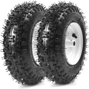 AR-PRO 13x4.10-6 Snow Blower Tire Assembly, 4PR Tubeless Tire with Steel Rim, 3/4" Bore Hole & 4.2" Offset Hub, Compatible with Ariens 07101238 (2-Pack)