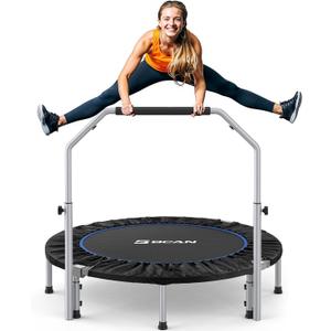 BCAN SP2 40/48" Foldable Mini Trampoline Max Load 330lbs/440lbs, Fitness Rebounder with Adjustable Foam Handle, Exercise Trampoline for Adults Indoor/Garden Workout | FED Fitness