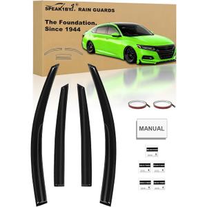 Window Rain Guards for Honda Accord 2018-2022 Window Visors Accessories | Out-Channel Tape-On Low-profile No-drill Style Side Wind Deflector Width is 3 Inches Reduces Wind Noise