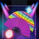 13 inch Large Folding Hand Fan - 2025 New Large Boots on The Ground Hand Fan for Dance, Performances, Gift, Parties | Retro Laser Colors & Chinese Style Craft (Purple)