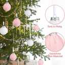 Hollowfly 18 Pcs Blush Pink Christmas Ball Ornaments 2.4'' Christmas Tree Balls Satin Xmas Baubles Hanging Decor Holiday Natural Textured Rustic Ornaments for Xmas Tree Home Decor Bowl Filler Gift