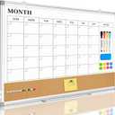 Dry Erase Calendar Whiteboard, 30"x20", Monthly White Board with Cork Board | Magnetic, Wall Mounted, Double Sided, Aluminum Frame, for Home, Office, Kitchen, Dorm, 4 Markers, 6 Magnets, 10 Push Pins