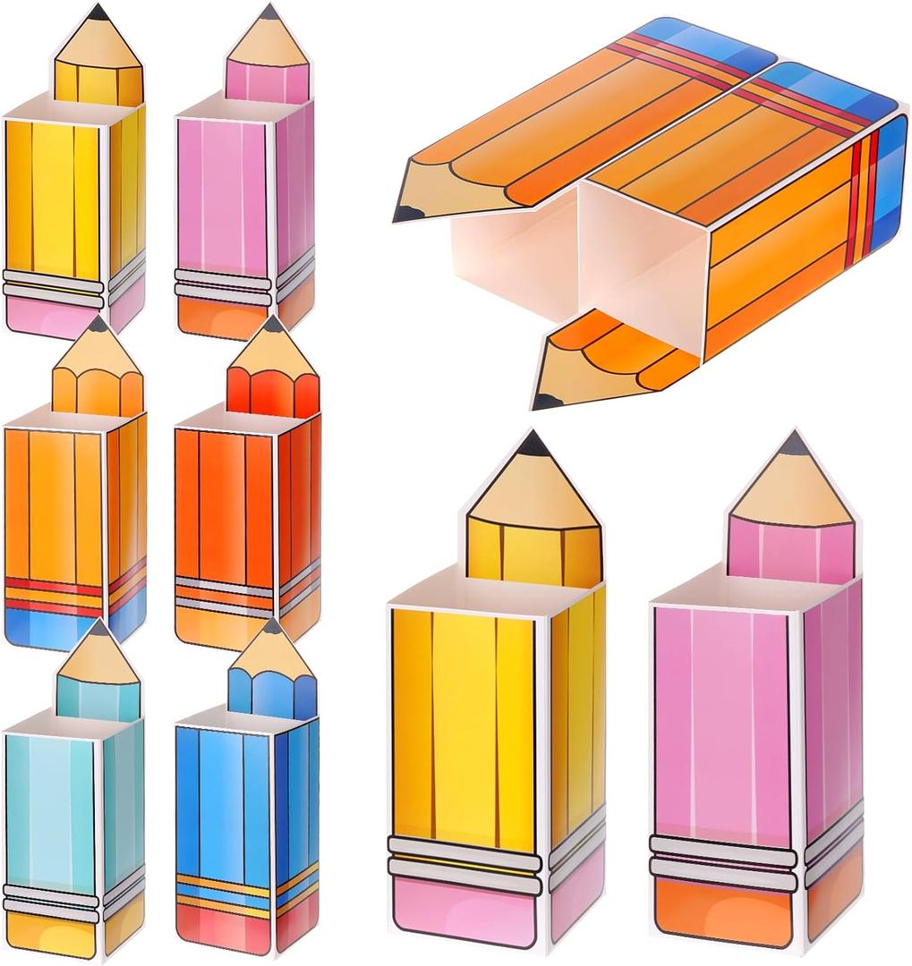 Sucrain 12Pcs Back to School Gift Boxes Bags Popcorn Candy Boxes, 3.5 x 10.5 inches