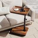 C Table End Table Adjustable Height, 360Swivel TV Tray Table for Small Spaces, Side Tables with Wheels for Living Room and Bedroom, Bed (Walnut) | Adjustable Height, 360Swivel, for Small Spaces, Couch Tables, That Slide Under, with Wheels (L15.7*W11.8)