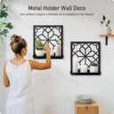 Black Metal Wall Candle Holder Set of 2, Minimalist Rustic Aesthetics Wall Art Decor for Living Room Bedroom Bathroom (11.8 x 13 in)