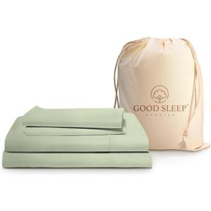 Good Sleep Bedding King Size Cotton Sheets Set - 4 Piece, Soft & Breathable King Size Sheets Deep Pocket Set, Fits Upto 16", 800 TC King Sheets Set, Sateen Weave King Bed Sheet Set- Sage Green Sheets