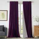 PRIMROSE 100% Full Blackout Purple Velvet Curtains 90 inch Long for Living Room,Set of 2 Liner Rod Pocket Back Tab Thermal Window Curtains Room Darkening Heavy Decorative Curtains Drapes for Bedroom
