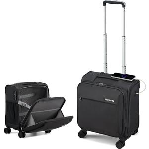Hanke Underseat Carry On Luggage with Wheels, 17-Inch Small Suitcase
Under Seat Rolling Bag, Fits 15.6" Notebook, Personal Item, Multiple Pockets, Water-Resistant, 30L for Short Trip, Black