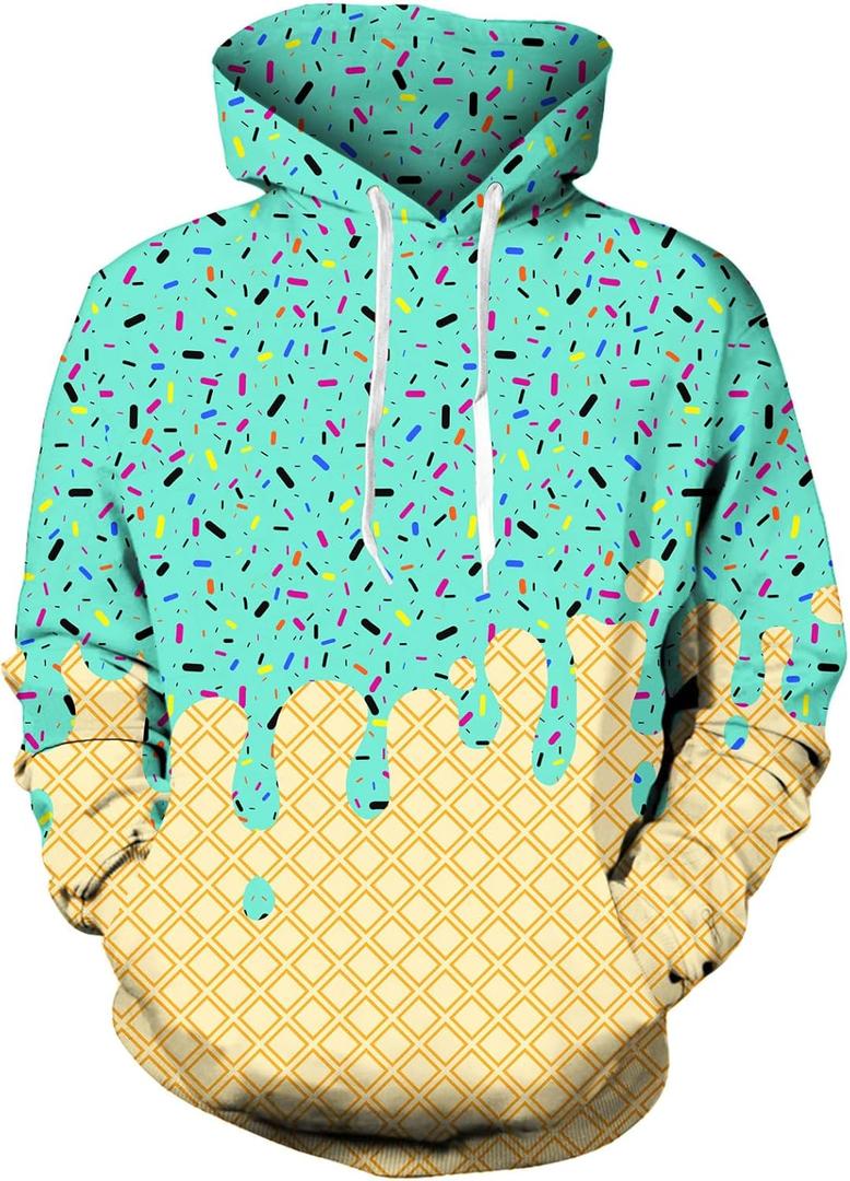 Move Dance Ice Cream Hoodies Youth and Men Pullover Sweatshirts Boys Baseball Hooded With Big Pockets, Youth 11-12 yrs