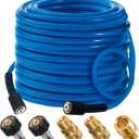 Hourleey Pressure Washer Hose 50 FT, 3600 PSI Flexible Kink Resistant Power Washer Hose Replacement, 1/4" Quick Connect Pressure Washer Hose Extension With M22 x 3/8", Blue
