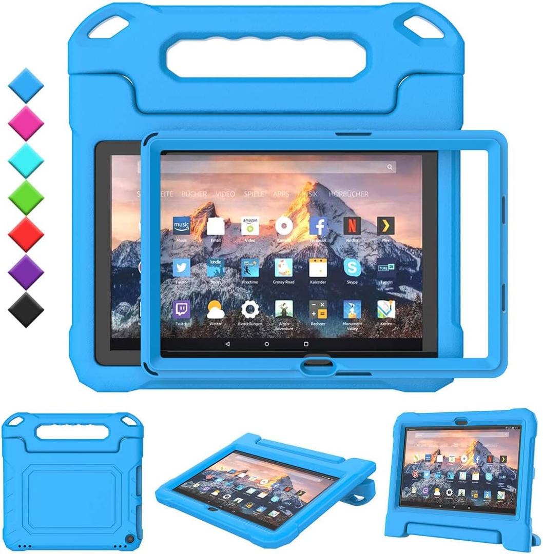 Kids Case for Amazon Fire 10 Pro/10 Plus/HD 10 Tablet(13th/11th Generation, 2023/2021 Release), Durable Shockproof Protective Case with Screen Protector for Kindle Fire HD 10 Tablet, Blue