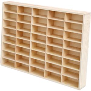 Wooden Storage Divider Box, Display Box Cabinet, Wall Mounted Toy Car Storage Car Display Shelf for Craft, 40 Grid