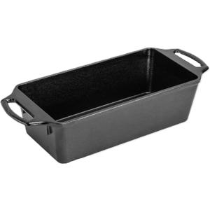 Lodge 10 Inch Pre-Seasoned Cast Iron Loaf Pan - Dual Handles - Unparalleled Heat Retention for Consistent, Even Baking - Black