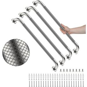 4 Pack 32 Inch Shower Grab Bar, YuanDe Brushed Nickel Bathroom Grab Bar Handle w/Anti-Slip Knurled Grip, Stainless Steel Bath Balance Bar, 1.25" Diameter Safety Hand Rail Support,Handicap Elderly - Missing Hardware