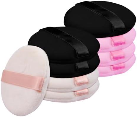 Flytianmy 18Pcs Powder Puffs, 2.16 Inch Round Face Makeup Puff for Body Loose Powder Beauty Makeup Tool Black,Nude,Pink