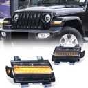 Archaic Full LED Fender Light Kit for Jeep Gladiator/Wrangler 2018-2020 (Stcok LED Only), Sequential Turn Signal Side Marker Lights Replacement for JL JT, Pair, Smoked