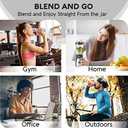 Mueller Personal Blender for Shakes and Smoothies with 15 Oz Travel Cup and Lid, Juices, Baby Food, Heavy-Duty Portable Blender & Food Processor, Grey