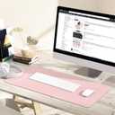 YSAGi Non-Slip Leather Desk Pad Blotter, Waterproof Laptop Computer Desk Keyboard Mat, Table Protector Mat, Large Mouse Pad for Office/Work/Home/Decor(Pink, 31.5" x 15.7")