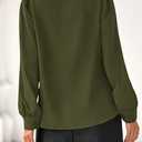 dowerme Womens Tops 2026 Spring V Neck T-Shirts Long Sleeve Shirts Lace Crochet Work Blouses Dressy Casual Loose Tunics (Green, S)