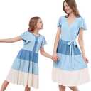 V.&GRIN Mommy and Me Summer Dresses, Mother Daughter Midi Cute Floral Family Matching Outfits for Women & Tween Girls M