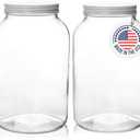 kitchentoolz 1 Gallon Glass Jar with Lid – Wide Mouth Large Glass Jar for Fermenting, Pickling, Canning, Water Glassing Eggs, Kombucha, and Food Storage – BPA-Free, Made in USA (2-Pack)