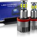 H8 LED Angel Eyes Halo Bulb Light Compatible for BMW E90 E92 E70 E71 E82 E89 M6 1 3 5 Series X5 X6 Z4, 6000K Xenon 120W White Lamps Marker Lights