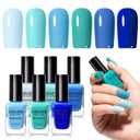 GELLEN Teal Green & Blue Nail Polish, Quick Air Dry Non-Gel Regular Nail Polish No Light Needed, 6-color Blue Set For Finger Toe & Fake Nails Home Salon Summer Winter | Toxin TPO HEMA Free