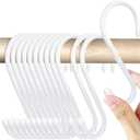 HiGift 18 Pack White Vinyl Coated Metal S Hooks, 4.5 inch Heavy Duty, Non Slip Rust-Free for Hanging Clothes, Plants, Pots, Towels