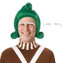 Miss U Hair Men Short Green Funny Wig with White Eyebrows Man Cosplay Halloween Party Wigs