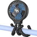 WiHoo Portable Stroller Fan, 11H Ultra-long Battery Life 3 Speed 360Rotate, USB Rechargeable or Battery Operated Cooling Clip On Personal Fan for Baby Crib Travel Car Seat Black