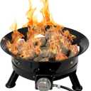 Flame King Smokeless Propane Fire Pit, 24-inch Portable Firebowl, 58K BTU with Self Igniter, Cover, & Carry Straps for RV, Camping, & Outdoor Living