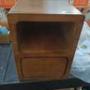 Narrow Nightstand, Solid Wood Night Stand with Drawers, Walnut Mid Century Modern Nightstand, Small Bedside Table with Open Storage Shelf for Bedroom (12 Inch), 11.7*15*22.8inch