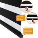 Persilux Cordless Zebra Blinds for Windows Free-Stop Roller Window Shades (39" W X 72" H, Black) Dual Layer Light Control for Day and Night, Light Filtering Sheer Shades for Home, Easy to Install