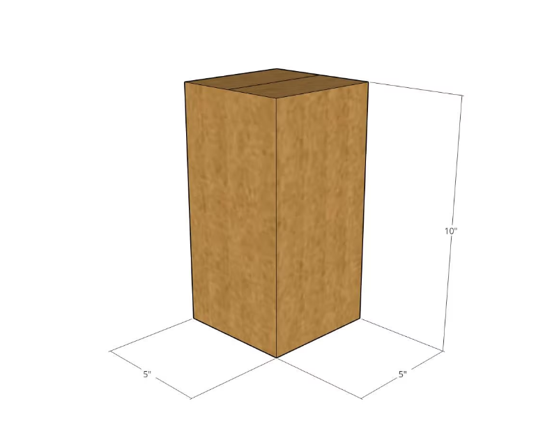 5x5x10 Kraft Brown Corrugated Shipping Boxes, 32 ECT Single-Wall, Qty 15