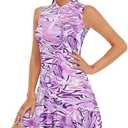Misyula Tennis Dresses for Women,Athletic Dress with Shorts 2Pockets Zip Up Polo Sleeveless Golf Workout Dress-XL