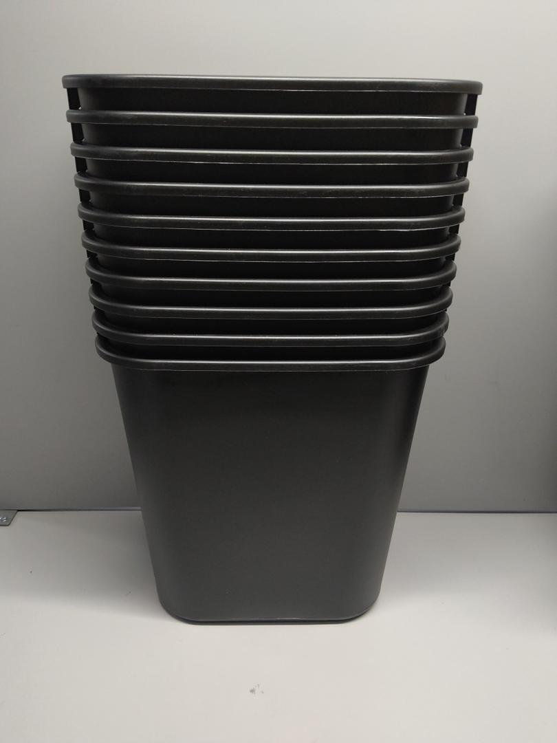 B&M Rubbermaid 295600Bk Deskside Plastic Wastebasket, Rectangular, 7 Gal, Black (Pack of 10)
