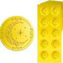 Peacoblue Gold Embossed Sticker Seal 1.4 Inch 150Pcs Moon and Star, Self Adhesive Golden Around Embossing Decals for Party Favors Invitation Envelope Seal Gift Card Certificate Decoration