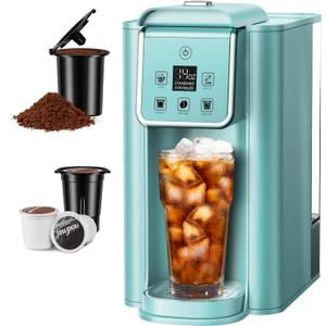 SHARDOR Single Serve Coffee Maker, Hot and Iced Coffee Machine for K Cup Pods & Ground Coffee, 6 to 14 oz Brew Sizes, 50 oz Removable Water Tank, Bold Brew Setting, Blue