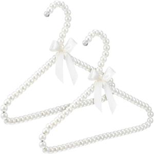 DECHOUS Pearl Hangers for Baby Girls: Non-Slip Small Pearl Beaded Clothes Hangers for Toddler Kids & Infant Nursery Closet & Pet Clothes - 2 Pack, 12x7.5 Inch