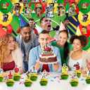 42Packs Soccer Ronaldo Birthday Party Supplies Pack IncludesBannerCake TopperBlackdrop,Balloons for Soccer Ronaldo Party Supplies