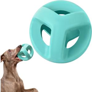 Fida Natural Rubber Dog Balls for Aggressive Chewers, Durable Dog Chew Toys for Large Dogs, Interactive Fetch & Tug of War Toys for Medium Large Breed Non-Toxic Dish Washable,4.5 * 4.5" (Aqua Blue)