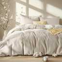 Bedsure Waffle Comforter Set Full, Beige Soft Cotton Bedding, Waffle Weave Bed Set, 3 Pieces, 1 Comforter (82"x86") and 2 Pillow Shams, Premium Cotton Cover with Polyester Fill for All Seasons (07 - Beige)