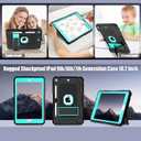 LTROP Case for iPad 9th/ 8th/ 7th Generation (2021/2020/2019) 10.2 Inch with Pencil Holder & Kickstand, Shockproof Protective Cover Case for iPad 9 8 7 Gen, Black/Turquoise