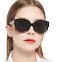 AEZUNI Trendy Reading Sunglasses Women Stylish Square Sun Readers UV Protection Glasses 1.0 1.5 2.0 2.5 3.0 3.5 (Not-bifocal (Black+clear)