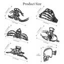 6 Pcs Metal Hair Claw Clips, Gothic Black Spider Web Skeleton Hand Skull Design Hair Jaw Clips Large Non-Slip Catch Halloween Hair Accessories for Women Girls Thick Long Hair